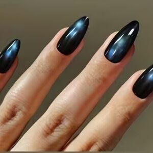 24 Pcs Blackish Blue Cat Eye Elegant  Nail Set Buy One Get One Free